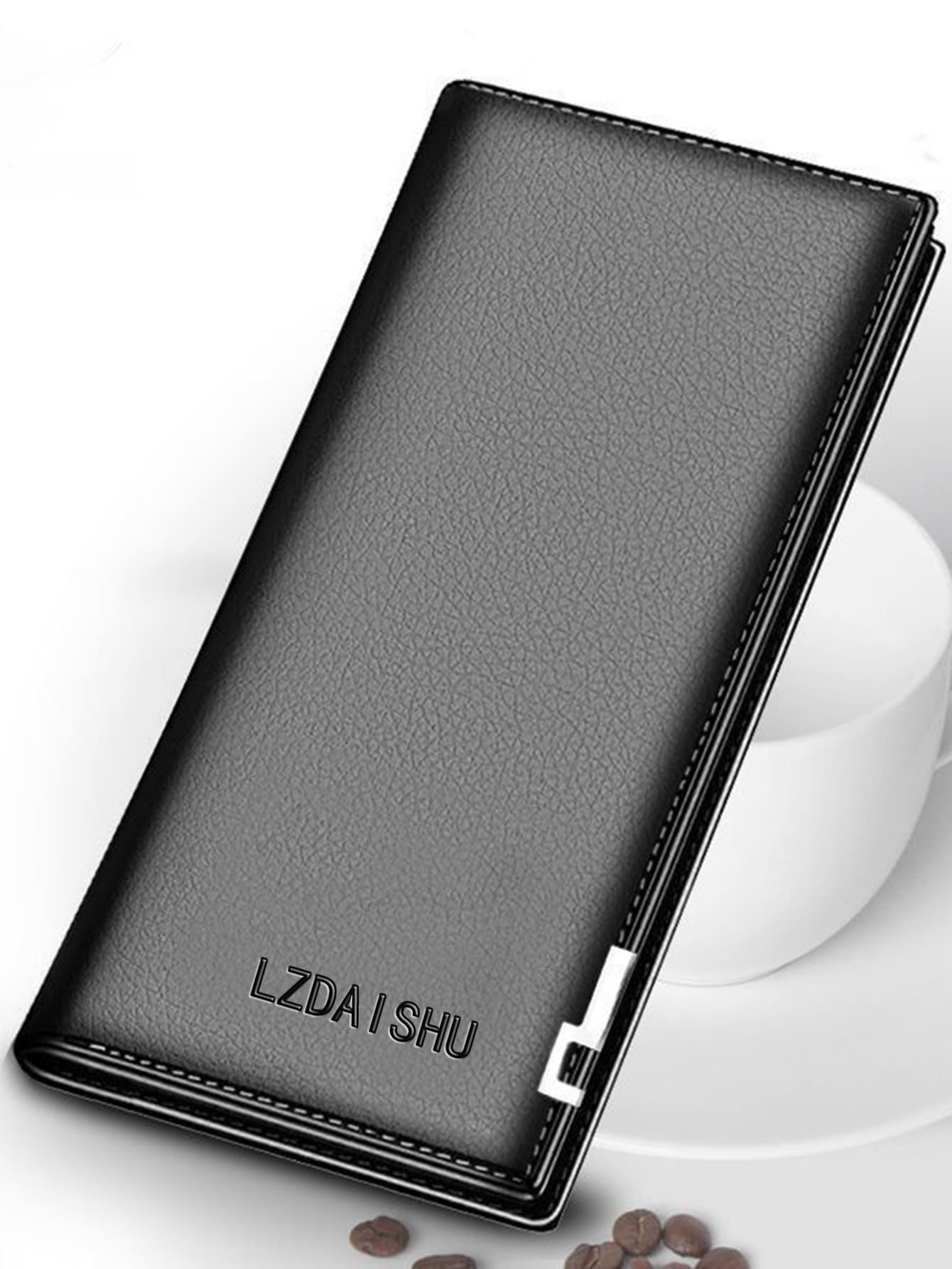 Cartera larga con gráfico de letras para hombres, regalo para papá, funda para talonario, ligera, moderna, de tarjeta de crédito empresarial, tarjeta de identificación, dinero, efectivo, casual de negocios, regalo del Día del maestro, regalo para maestros, trabajo, negocios, commutar, viaje, vacaciones, oficina, para aniversario, para pareja, para regalo de cumpleaños, el Día de San Valentín, para regalo de trabajadores de cuello blanco, para hombres, para regalo masculino - Negro - Ver 1