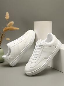 Lace-up Front Skate Shoes - White - View 3