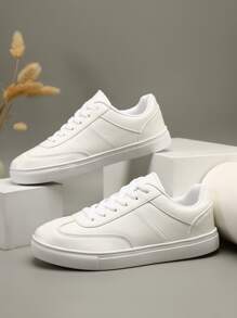 Lace-up Front Skate Shoes - White - View 4