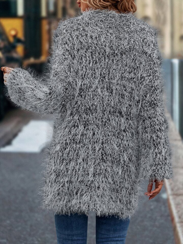 SHEIN LUNE Button Front Fuzzy Cardigan | SHEIN USA