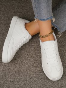 Lace-up Front Skate Shoes - White - View 2