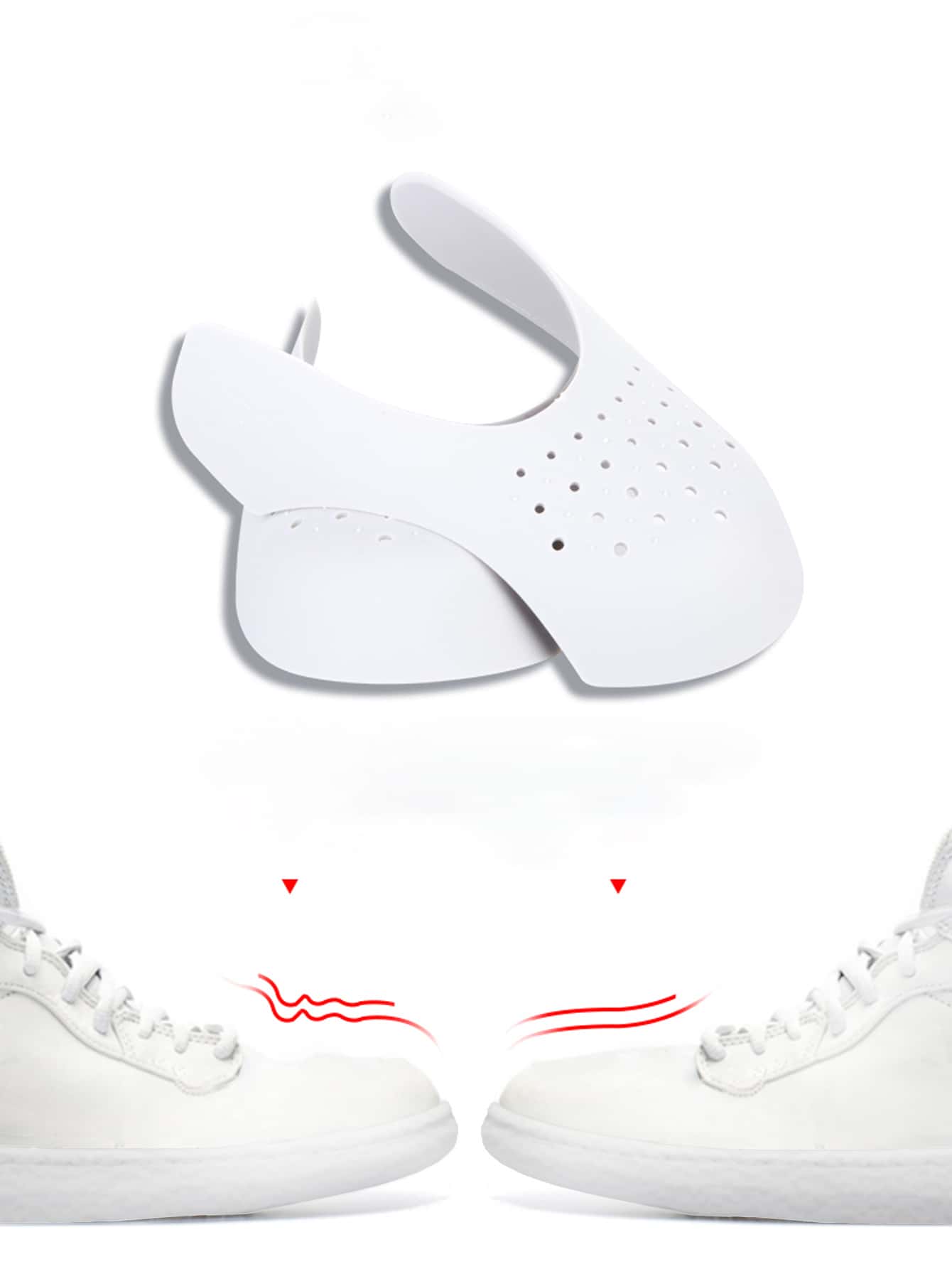 1pair White Color Anti-Wrinkle Shoe Crease Protector , Sneaker And Casual Shoes, Toe Box Crease Protectors Prevent Sports Shoes Crease Guard For Men'S 7-12/ Women'S 5-8 - White - View 1