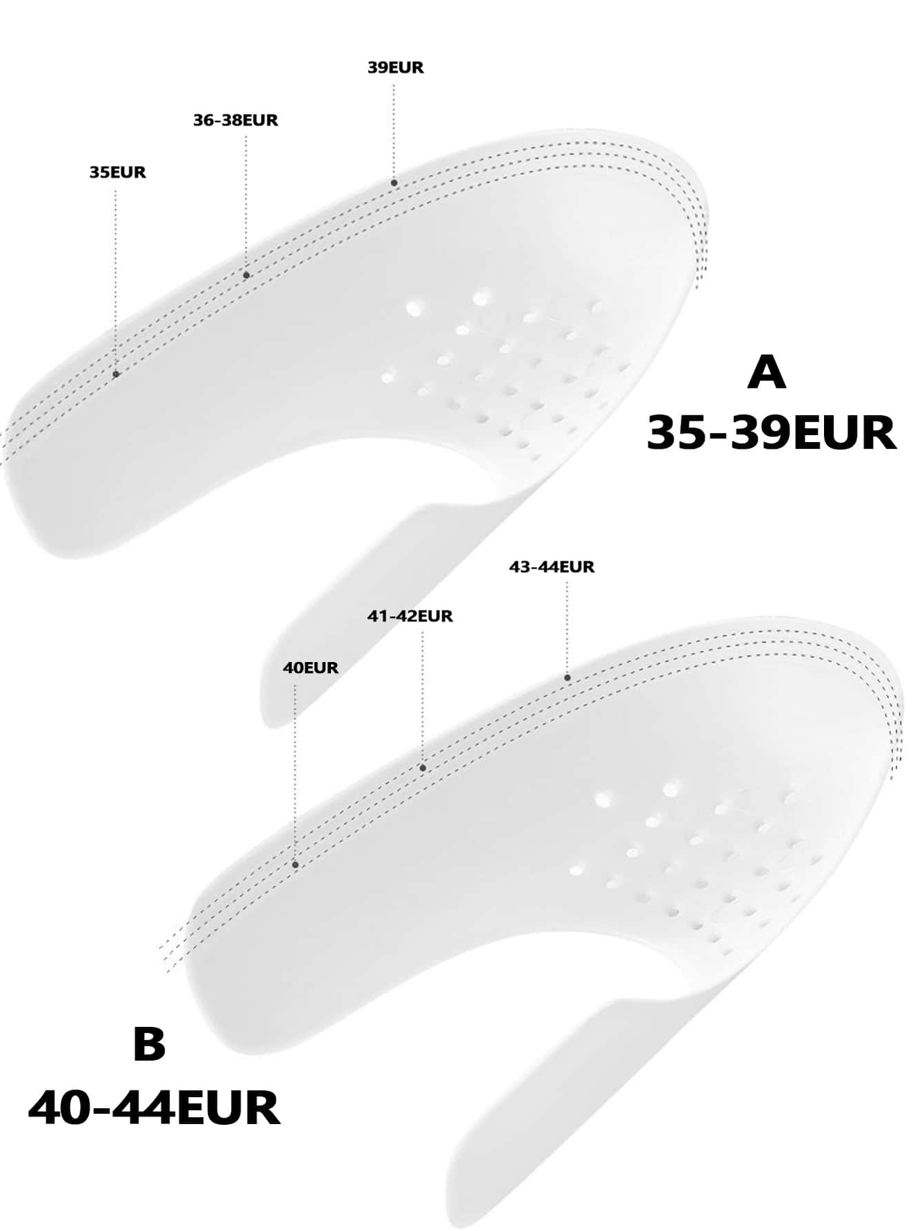 1pair White Color Anti-Wrinkle Shoe Crease Protector , Sneaker And Casual Shoes, Toe Box Crease Protectors Prevent Sports Shoes Crease Guard For Men'S 7-12/ Women'S 5-8 - White - View 3