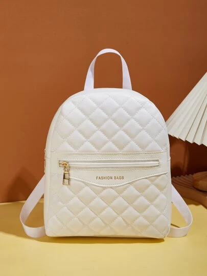 Letter Graphic Quilted Klassisk ryggsäck, lätt och hållbar liten ryggsäck, mini ryggsäck för tillbaka till skolan & resor Skolväska, Lätt, Bärbar, Business Casual, Lämplig för tonårsflickor Kvinnliga högskolestudenter, Perfekt för tillbaka till skolan, högskola, mellanstadiet, gymnasiet ,Arbete , Företag, Pendla, Stadion, Sport, Shopping, Semester