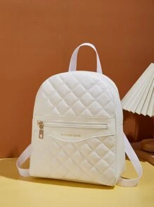 Letter Graphic Quilted Classic Backpack, Lightweight & Durable Small Backpack, Mini Backpack For Back To School & TravelSchool Bag,Lightweight,Portable,Business Casual, Suitable For Teen Girls Women College Students, Perfect For Back To School,College,Middle School, High School,Work , Business, Commute,Stadium, Sports,Shopping,Holiday