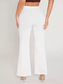 SHEIN PETITE High Waist Flare Leg Trousers - White - View 2