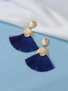 紋理質感金屬耳墜 - 寶藍色 - 查看 5