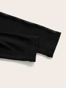 ROMWE PUNK Skull & Letter Graphic Contrast Mesh Tee - Black - View 4