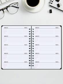 1 pieza Cuaderno con estampado de letra clave - Negro - Ver 1