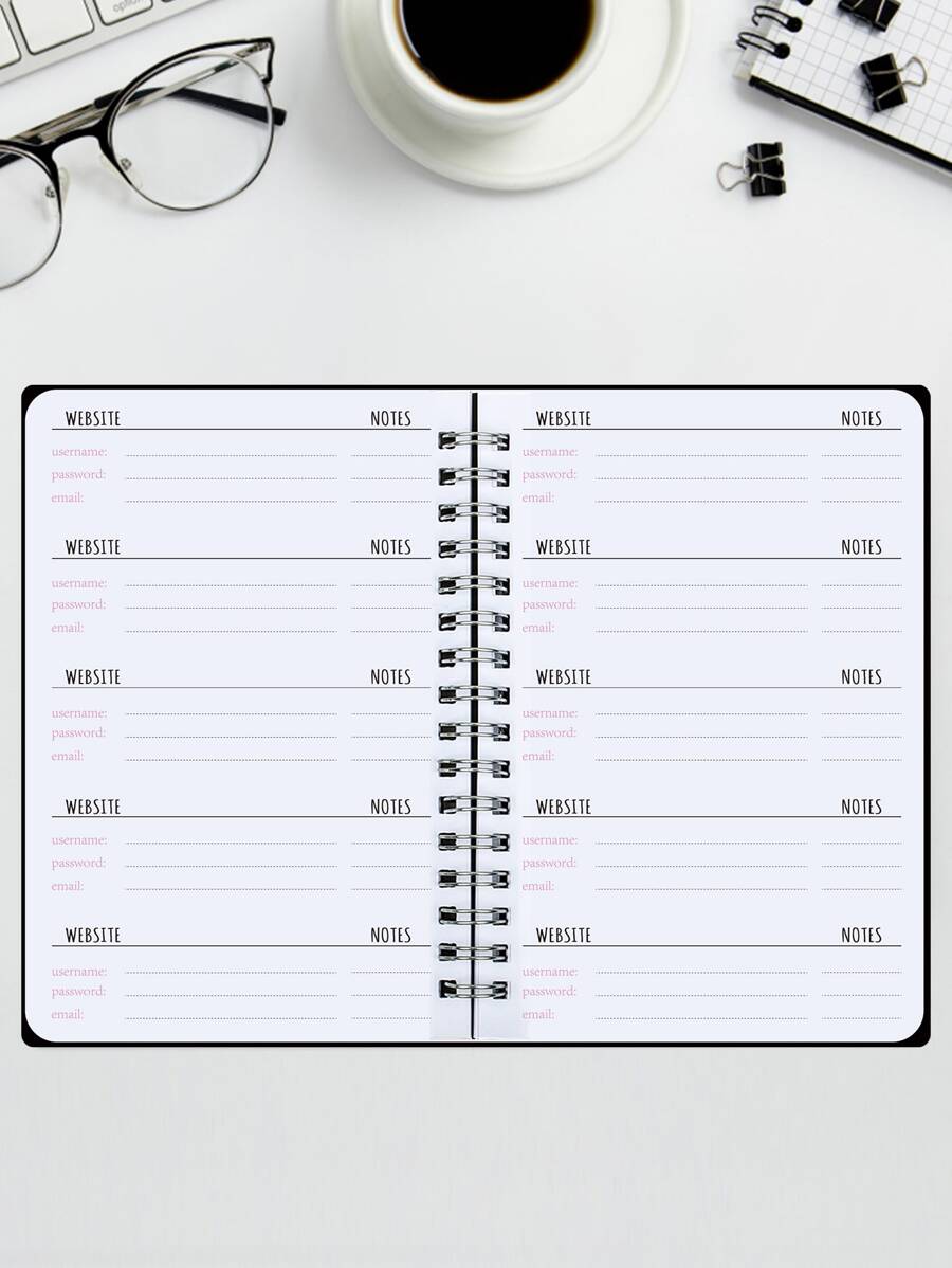 1 pieza Cuaderno con estampado de letra clave - Negro - Ver 1