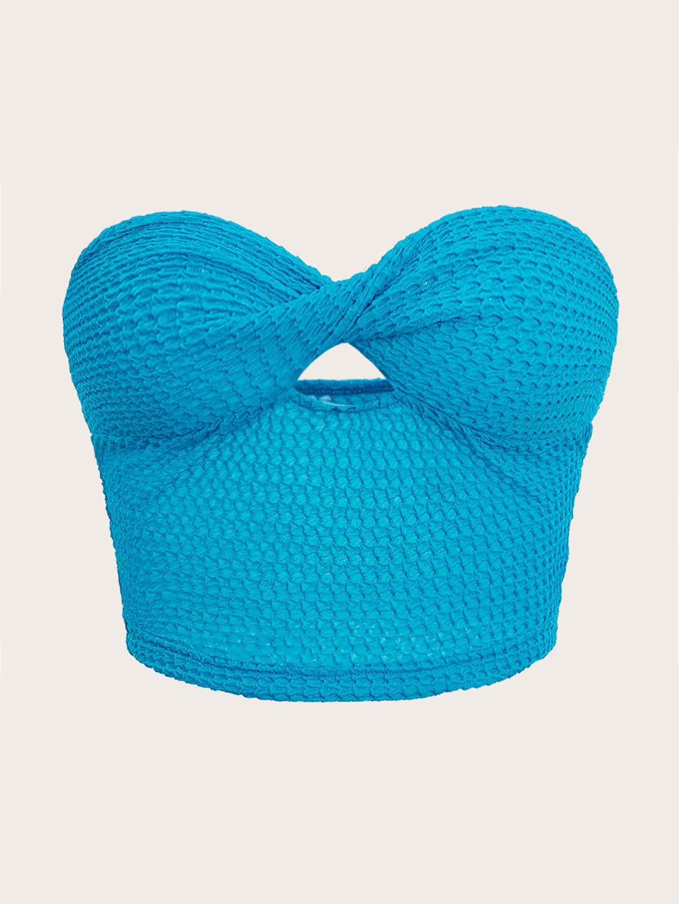 SHEIN ICON Twist Front Cut Out Tube Top - Mint Blue - View 1