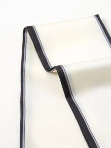 Elegant Striped Pattern Skinny Scarf - Beige - View 3
