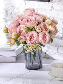 1PC Artificial Peony Bouquet Wedding Decoration Bride Holding Flower Basket Decoration Birthday Party Party Site Decoration Home Dining Room Bedroom Window Sill Decoration Vine Valentine's Day New Year Decoration Outdoor Garden, Valentine Day, Gift - Pink - View 7