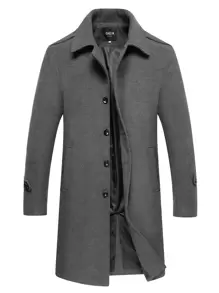 Manfinity Homme Men Slant Pocket Overcoat - Dark Grey - View 1
