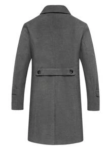 Manfinity Homme Men Slant Pocket Overcoat - Dark Grey - View 2