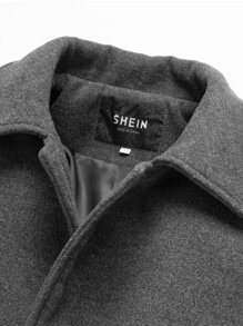 Manfinity Homme Men Slant Pocket Overcoat - Dark Grey - View 6