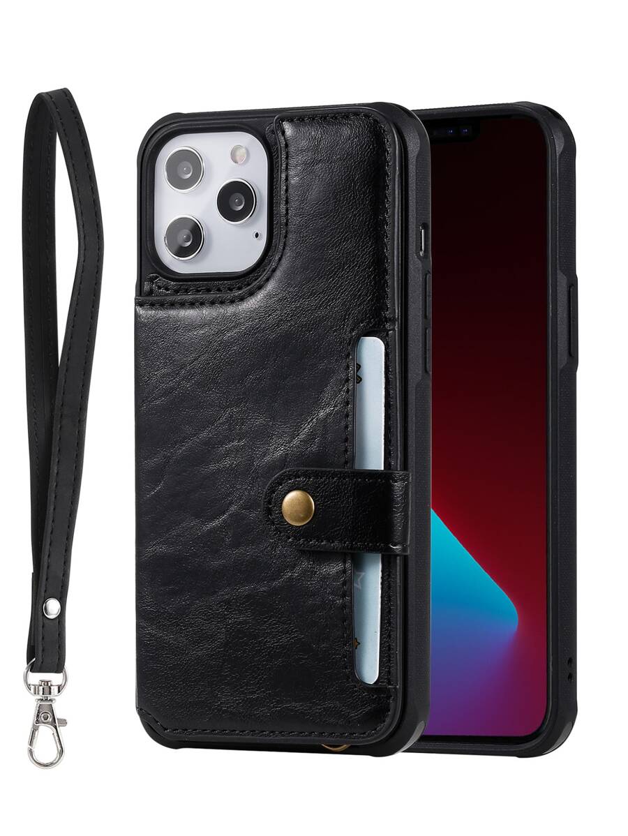 Thiết kế Wallet Vỏ đựng điện thoại PU có dây buộc - màu đen - Xem 1