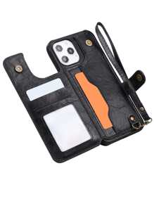 Thiết kế Wallet Vỏ đựng điện thoại PU có dây buộc - màu đen - Xem 3