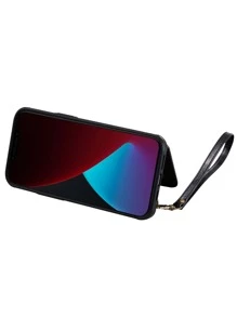 Thiết kế Wallet Vỏ đựng điện thoại PU có dây buộc - màu đen - Xem 4