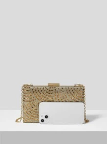 SHEIN Belle Glitter Bling,Shiny Glamorous,Elegant,Exquisite Mini Rhinestone Decor Square Bag Dinner Bag,Evening Bag For Party Girl,Woman,For Female Perfect For Party,Wedding,Prom,Dinner/Banquet,For Best Gift For Women Valentines