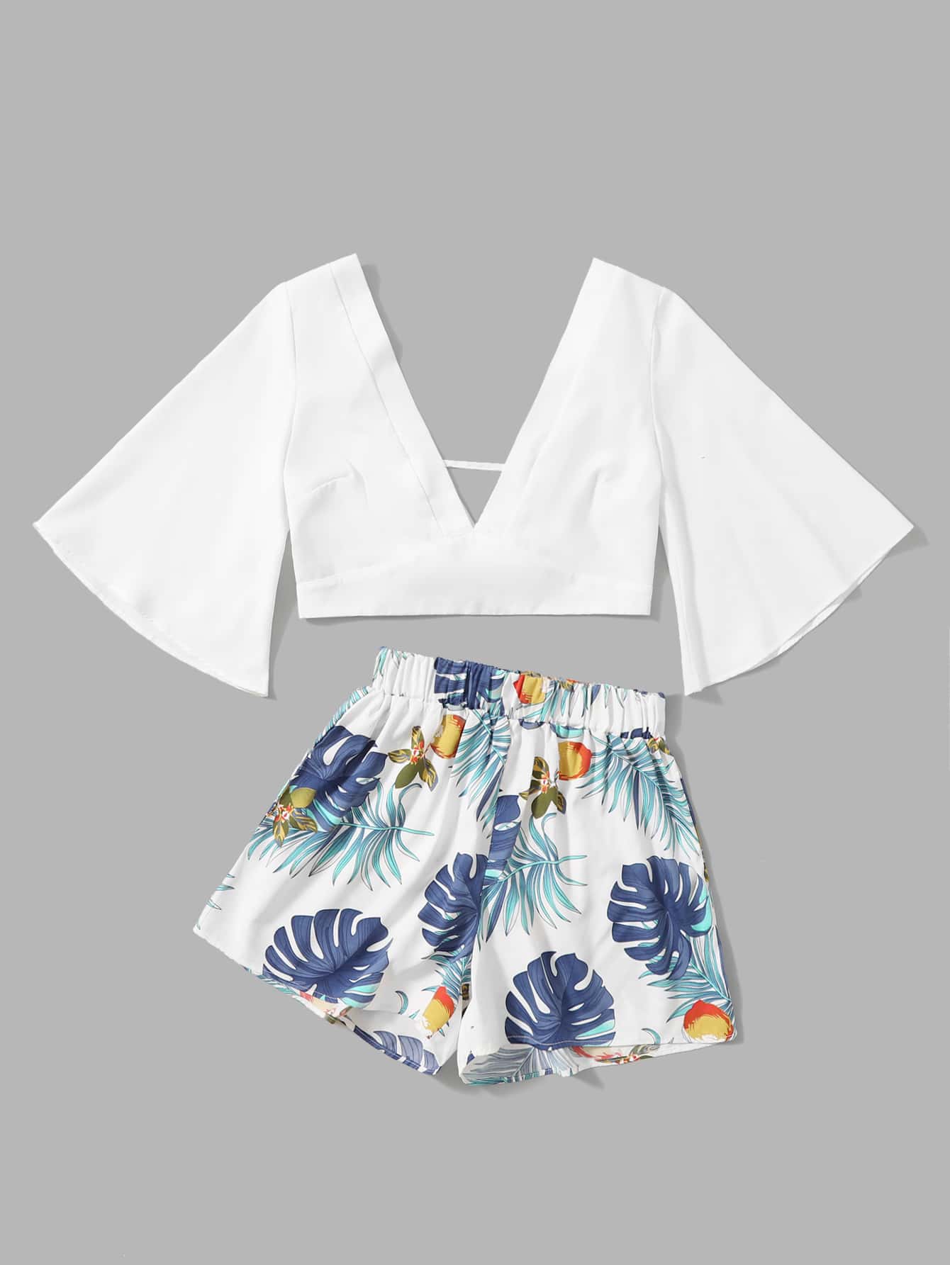 SHEIN VCAY Top com short tropical | SHEIN Brasil