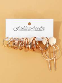 Hoa tai chi tiết xoắn 5 cặp - Vàng - Xem 2