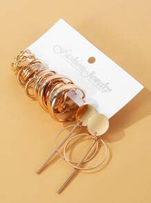 Hoa tai chi tiết xoắn 5 cặp - Vàng - Xem 3