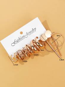 Hoa tai chi tiết xoắn 5 cặp - Vàng - Xem 4