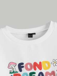 SHEIN MOD Floral & Mushroom Print Patch Detail Drop Shoulder Pullover - White - View 6