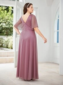 SHEIN Belle Plus Flutter Sleeve Bridesmaid Dress