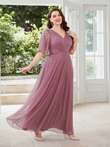 SHEIN Belle Plus Flutter Sleeve Bridesmaid Dress