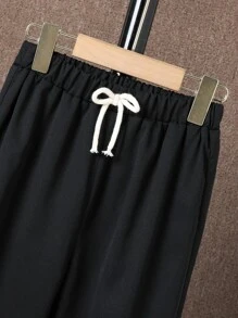 SHEIN 男孩字母貼布翻蓋口袋襯衫和褲子不帶T恤