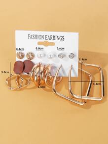 6pairs Faux Pearl Decor Earrings - Yellow Gold - View 4