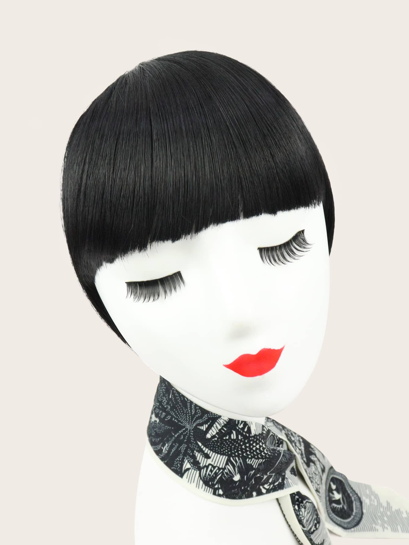 Tóc mái phía trước với tóc mai - màu đen - Xem 1