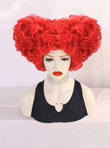 Synthetic Hair Heart Bun Beehive Wig Short Curly Red Cosplay Wig For Halloween Costume Party Props Glueless Heat Resistant Fiber Hair High Density Natural Looking Braided Wig Women Fancy Dress Up Wig Queen Role Play Wig Anime Comic Cartoon Movie Cosplay Wig For Holiday Gifts For Birthday - View 4