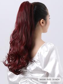 酒紅色爪狀馬尾延長髮飾 22 英寸長自然波浪耐熱纖維合成馬尾假髮女士日常使用 - 酒紅色 - 查看 3