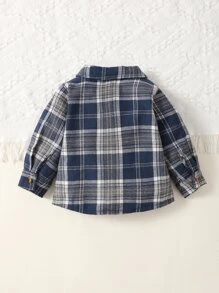 男嬰格紋前紐扣翻蓋口袋補丁貼襯衫 - 彩色 - 查看 2