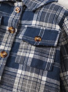 男嬰格紋前紐扣翻蓋口袋補丁貼襯衫 - 彩色 - 查看 3