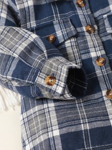 男嬰格紋前紐扣翻蓋口袋補丁貼襯衫 - 彩色 - 查看 4