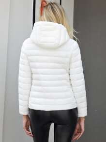 ZIAI Zip Up Hooded Padded Coat Women's Minimalist Outdoor Jacket For Fall, With Hood And Pockets,Casual Outdoor Winter Coat Women - White - View 7