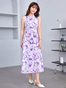 MOTF PREMIUM LINEN BELTED DRESS - Multicolor - View 5