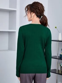 AAmilife 紐扣素色開衫 - 墨綠色 - 查看 3