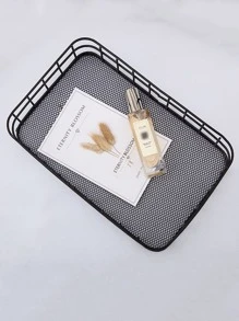 1 pieza Cesta de almacenamiento de hierro, bandeja de almacenamiento simple negra para el hogar, de vuelta a la escuela - Negro - Ver 1