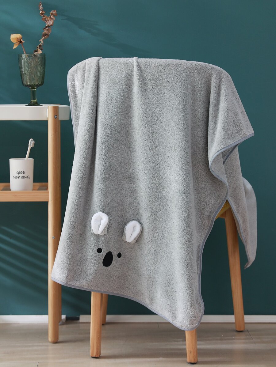 1 pieza Toalla con bordado de dibujos animados - Gris - Ver 1
