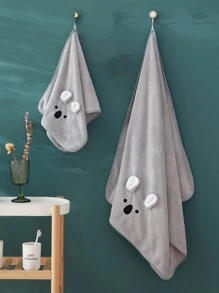 1 pieza Toalla con bordado de dibujos animados - Gris - Ver 2