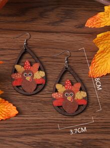 感恩節雞和水滴形耳墜 - 彩色 - 查看 4
