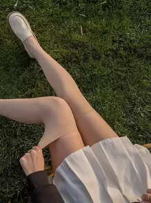 Solid Over The Knee Socks - Apricot - View 1