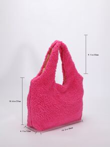 Neon Pink Fluffy Shopper Bag - Hot Pink - View 7