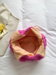 Neon Pink Fluffy Shopper Bag - Hot Pink - View 8