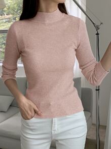 DAZY 商务休闲纯色罗纹针织立领毛衣、长袖上衣、秋装